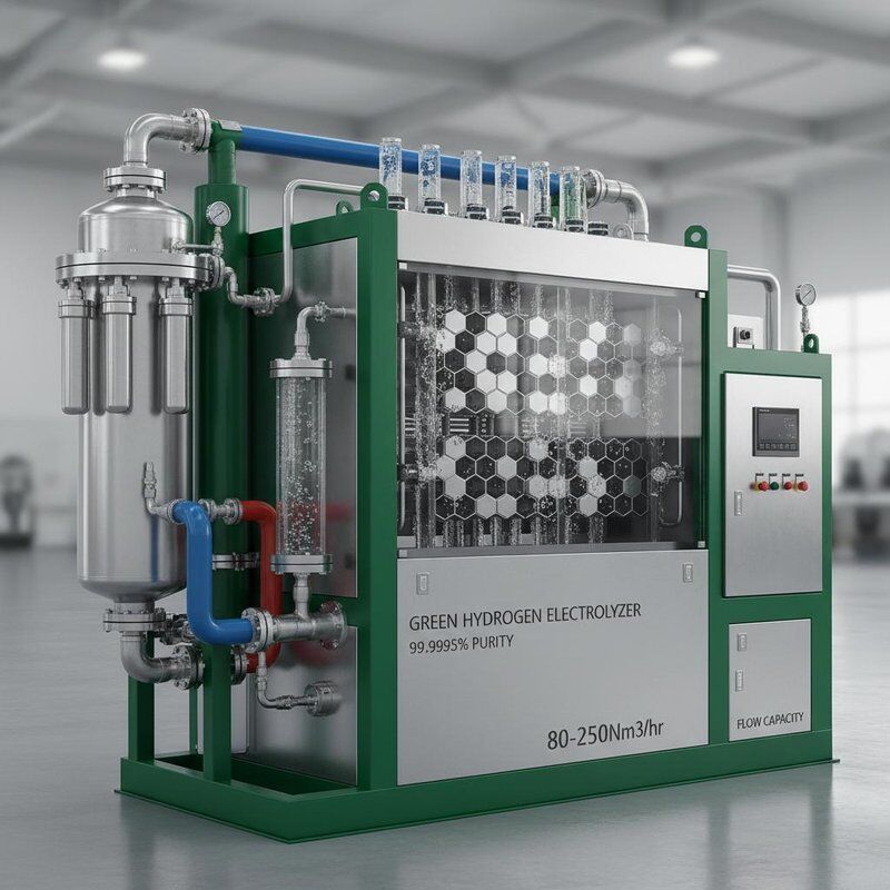 Électrolyseur d'eau pour usine de production d'hydrogène vert à 99,9995% de pureté 80-250 Nm3/h Capacité de débit